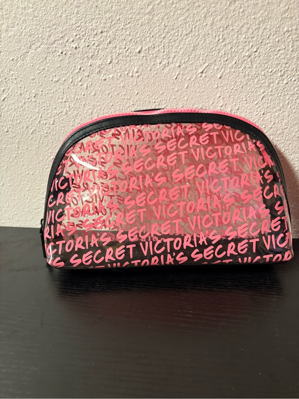 Victoria’s Secret Pink & Black Clear Cosmetic Makeup Travel Bag Pouch - Picture 2 of 6